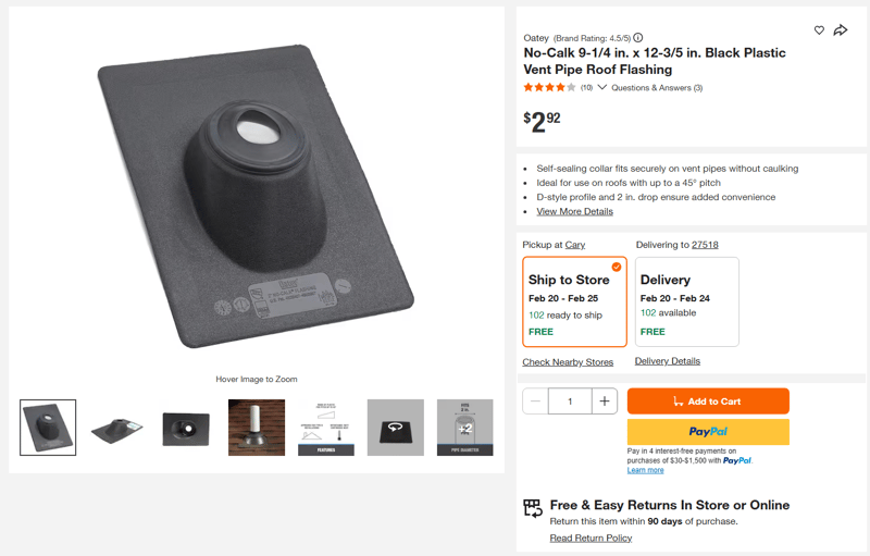 Standard cheap neoprene pipe boot commonly used in residential roofing