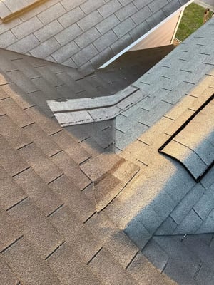 Shingles lifted and damaged by wind