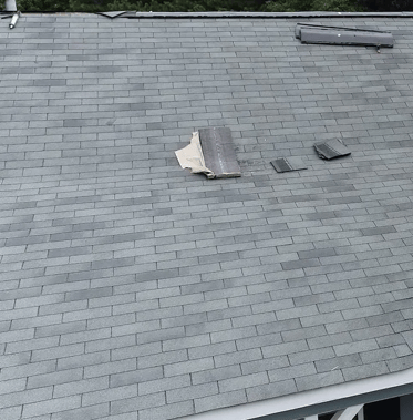 Three-tab shingles on a roof