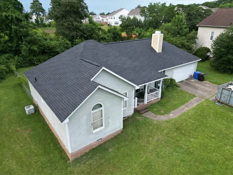Charcoal GAF Timberline HDZ shingles on a home on Brookneal Cir in Angier