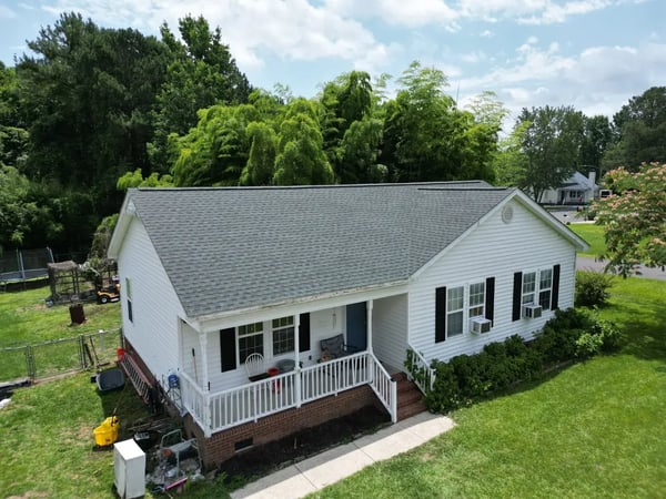 Completed GAF Timberline HDZ Hunter Green roof replacement at Fawn Ct, Angier NC