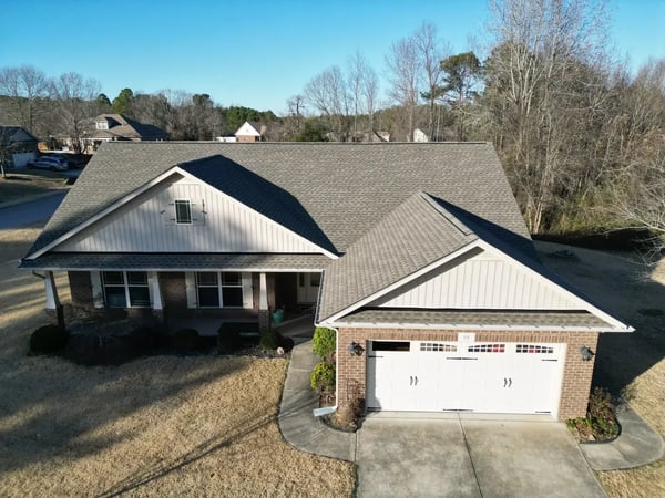 Completed GAF Timberline HDZ Weathered Wood roof replacement at Lake Refugee Ct, Angier NC