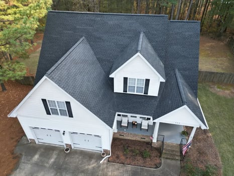Charcoal GAF Timberline HDZ shingles on a home on Thicket Dr in Angier
