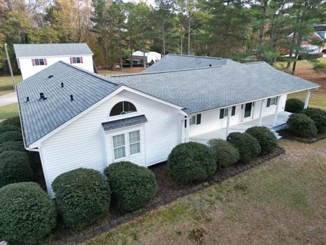 Slate GAF Timberline HDZ shingles on a home on Zachs Mill Rd in Angier