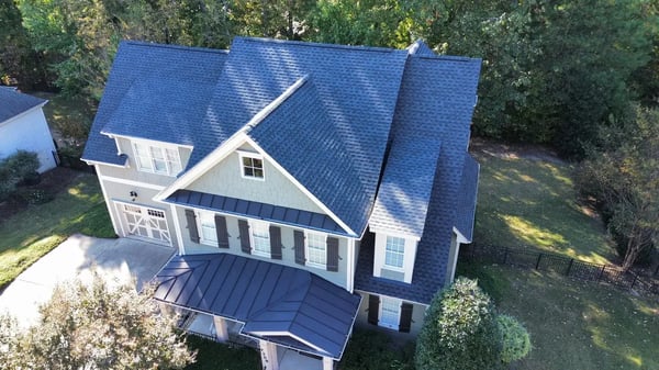 Completed GAF Timberline HDZ Charcoal roof replacement at Capulin Crest Rd, Apex NC