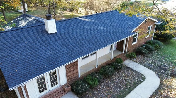 Completed GAF Timberline Ultra HDZ Charcoal roof replacement at Englewood Dr, Apex NC