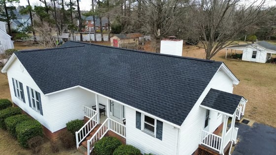 Charcoal GAF Timberline HDZ shingles on a home on Ten Ten Rd in Apex