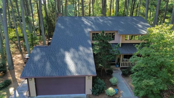 Completed GAF Timberline HDZ Appalachian Sky roof replacement at Abernathy Ct, Cary NC