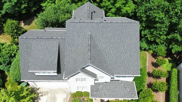 Completed GAF Timberline HDZ Appalachian Sky roof replacement at Chesterfield Dr, Cary NC