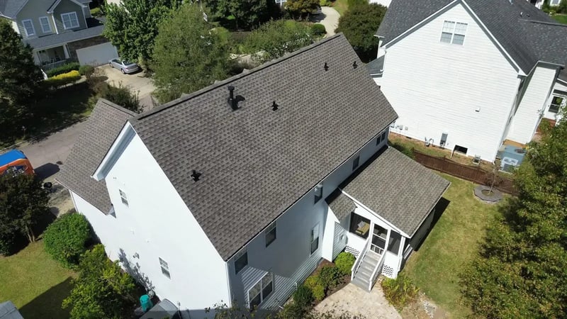 Completed roof replacement on a home in Cary, NC