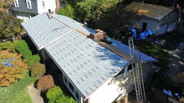Completed roof replacement on a Cary home on Larkhall Ct