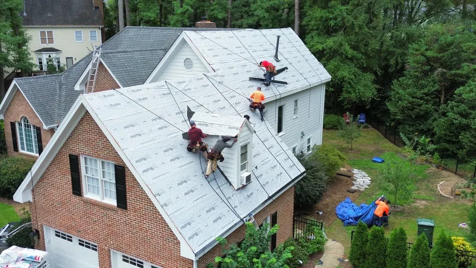 Completed roof replacement on a Cary home on Northstar Ct with new GAF architectural shingles