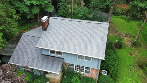 Completed Williamsburg Slate GAF HDZ roof replacement on a Chapel Hill home on Brandywine Rd
