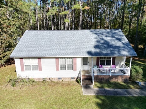 Pewter Gray GAF Timberline HDZ shingles on a home on Rock Pillar Rd in Clayton