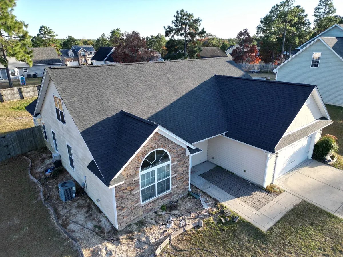 Completed On Tops Roofing project on Valley Oak Dr in Dunn, NC with new GAF Timberline Natural Shadow Charcoal architectural shingles