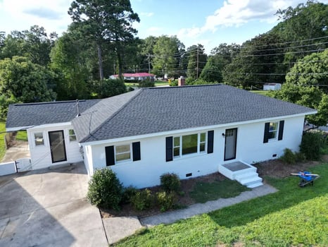 Charcoal GAF HDZ shingles on a Durham home on Duke Homestead Rd