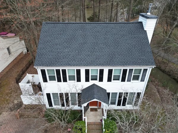 Completed GAF Timberline Ultra HDZ Charcoal roof replacement at Lakeshore Dr, Durham NC