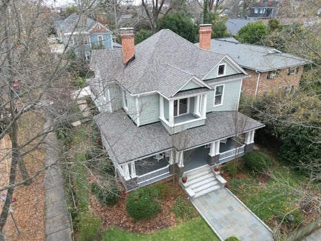 Weathered Wood CertainTeed Landmark shingles on a central Durham home on Watts St