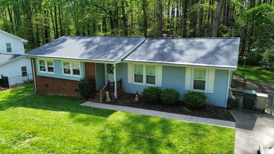 Pewter Gray GAF Timberline HDZ shingles on a home on Claymore Dr in Garner