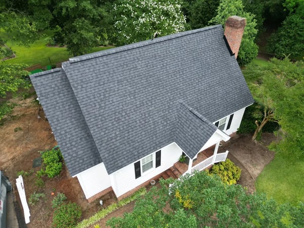 Completed CertainTeed Landmark Moire Black roof replacement at Cornwallis Rd, Garner NC