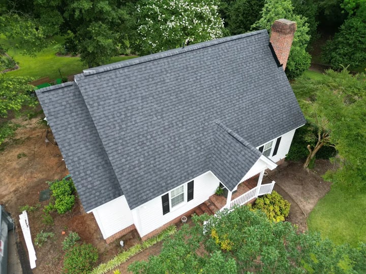 Completed roof replacement on a home on Cornwallis Rd in Garner