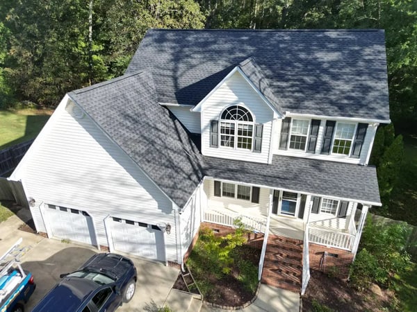 Completed GAF Timberline HDZ Charcoal roof replacement at Leach Dr, Garner NC