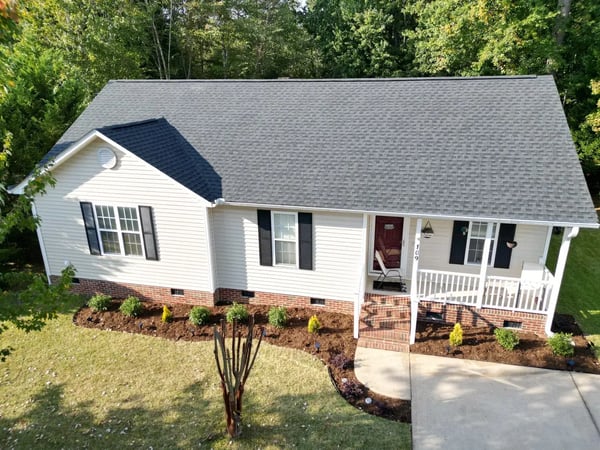 Completed GAF Timberline HDZ Charcoal roof replacement at Quiet Refuge Ln, Garner NC