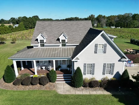 Weathered Wood GAF Timberline HDZ shingles on a home on Scarborowood Dr in Holly Springs