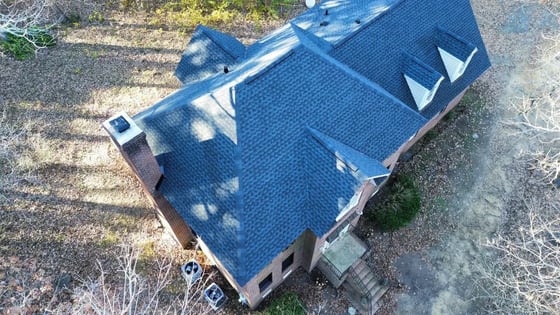 Charcoal GAF Timberline Ultra HDZ shingles on a home in Lakestone Estates in Pittsboro