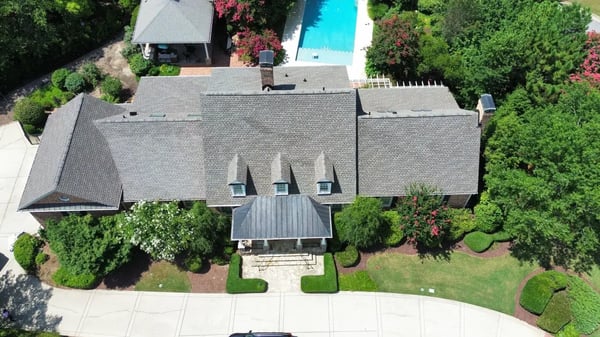 Completed GAF Timberline HDZ Weathered Wood roof replacement at Cook Ridge Ct, Raleigh NC