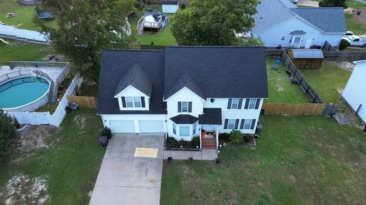 Completed roof replacement on a home on Crystal Spring Dr in Sanford