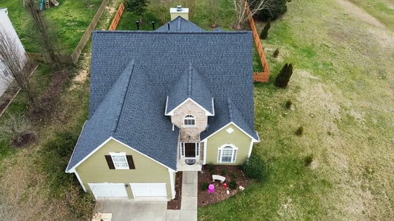 Moire Black CertainTeed Landmark shingles on a home on Margots Ave in Wake Forest