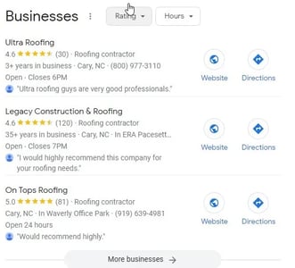 Roof Inspection Ratings