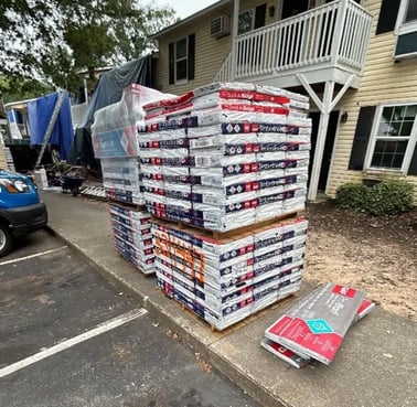 Roofing materials delivered to a home