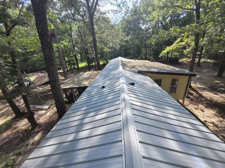 A finished metal roof on a home
