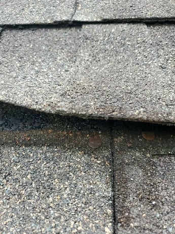 Rusted and popped nails on a roof surface