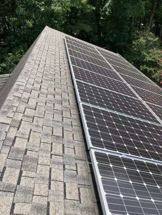 Solar panels on a home roof