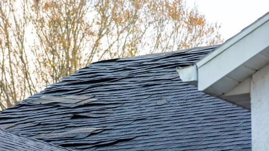 A roof after a severe storm