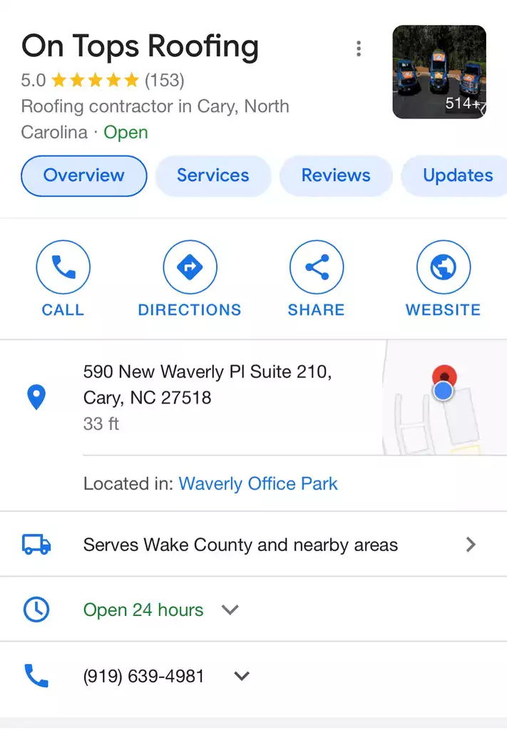 Google My Business Screenshot