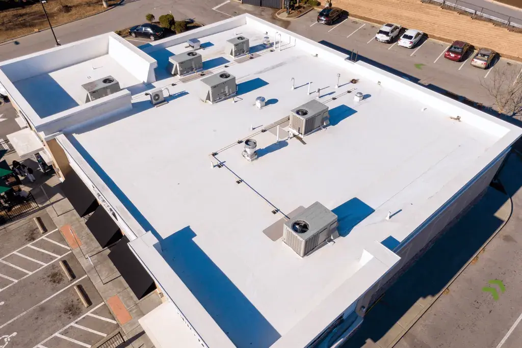 TPO flat roof replacement on a commercial building