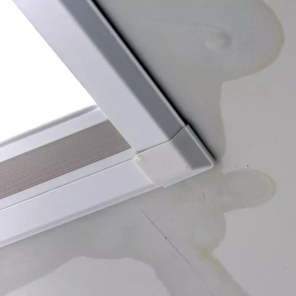 a wet ceiling as a result of a leaking skylight