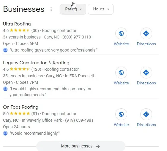 Roof Inspection Ratings