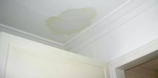 stained ceiling from roof leak