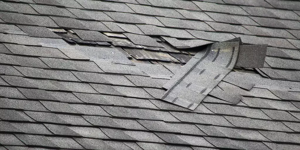 Shingles damaged by the wind